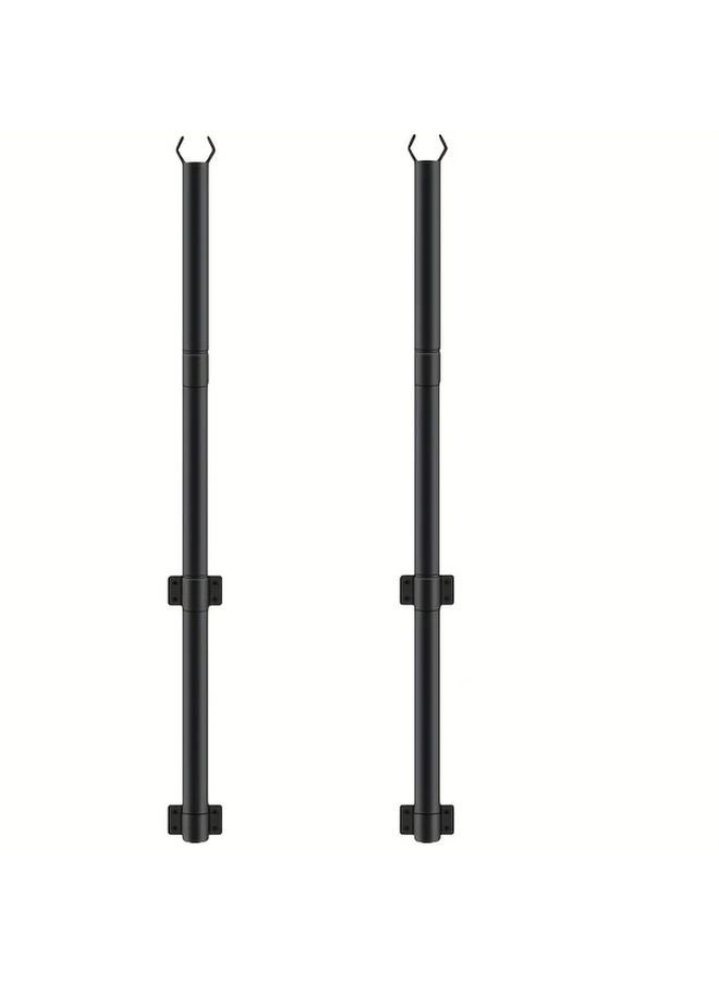 2Pack 4FT Black Metal String Light Poles With Fork For Outdoor Garden Patio - Image 1