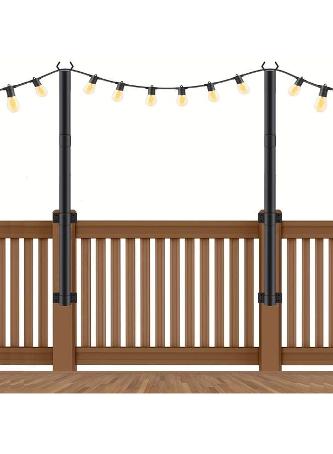 2Pack 4FT Black Metal String Light Poles With Fork For Outdoor Garden Patio - Image 2