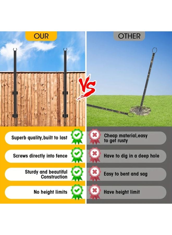 2Pack 4FT Black Metal String Light Poles With Fork For Outdoor Garden Patio - Image 3