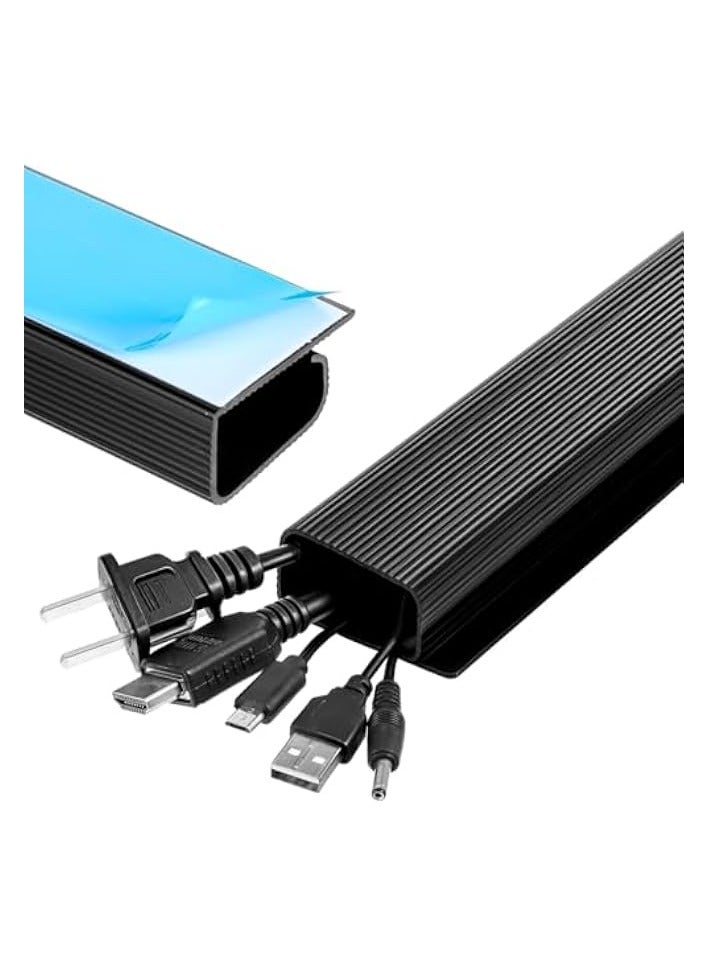 erorex Cable Management Raceway, Self Under Desk Cord Organizer, 31.5" Open Slot Wire Covers for Cords, for Desk, TV, Computer, Net, Power Cords(2PCS) - Image 2