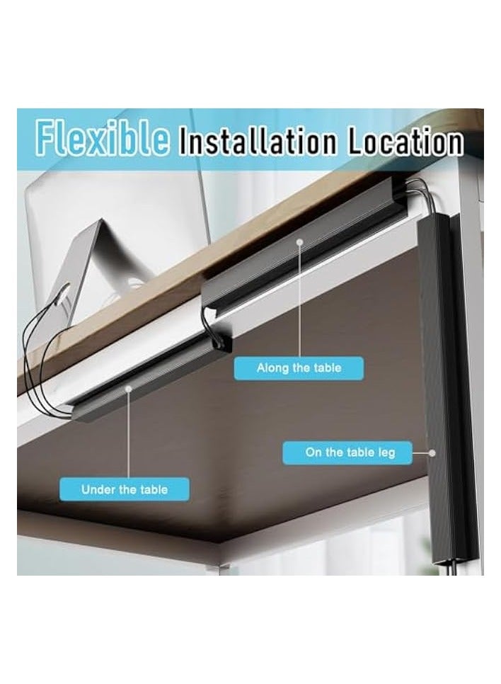 erorex Cable Management Raceway, Self Under Desk Cord Organizer, 31.5" Open Slot Wire Covers for Cords, for Desk, TV, Computer, Net, Power Cords(2PCS) - Image 4