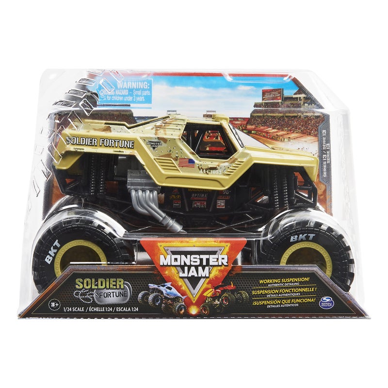 Monster Jam مونستر جام، شاحنة الوحش الرسمية سولجر فورتشن، مركبة مصبوبة لجمعها، مقياس 1:24، ألعاب للأطفال الأولاد من عمر 3 سنوات وما فوق - Image 1