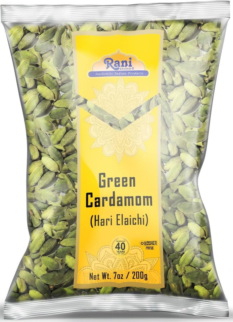 Rani Brand Green Cardamom Pods (Hari Elaichi) - 7oz (200g) - Image 1