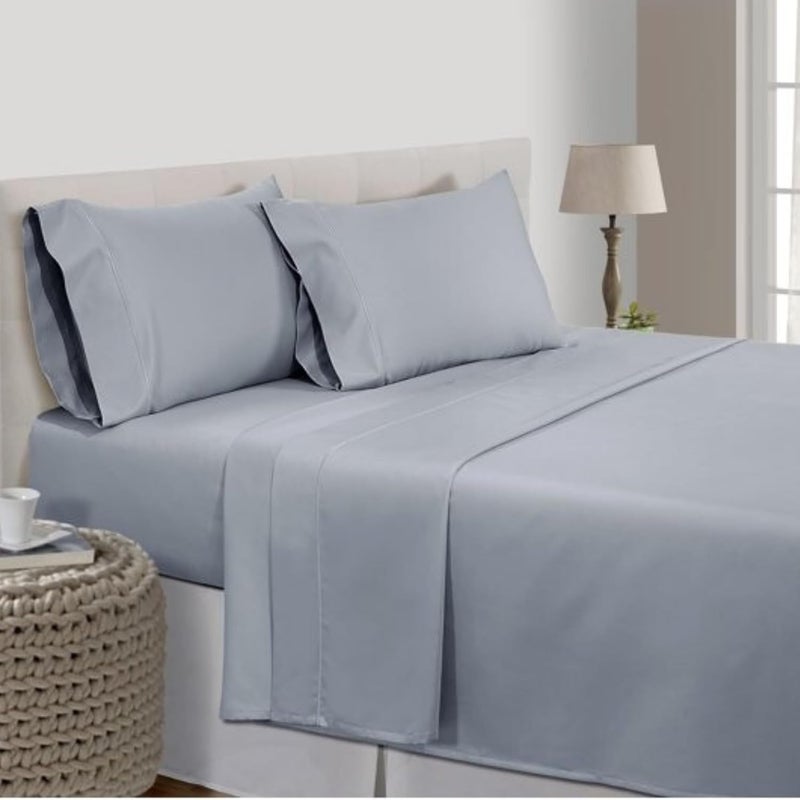 FOAM CRAFT Luxury Quality 6 Piece Bed Sheet Set - King Size, Light Grey, 100% Cotton - Image 1