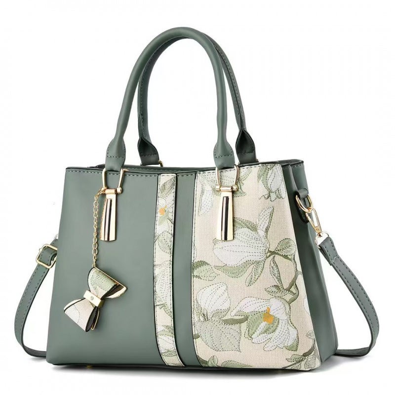 Lightweight Handbag Large Capacity Fashion Large Embroidered Shoulder Bag Single Shoulder Middle-Aged Wear-Resistant High Quality Simple - Image 1