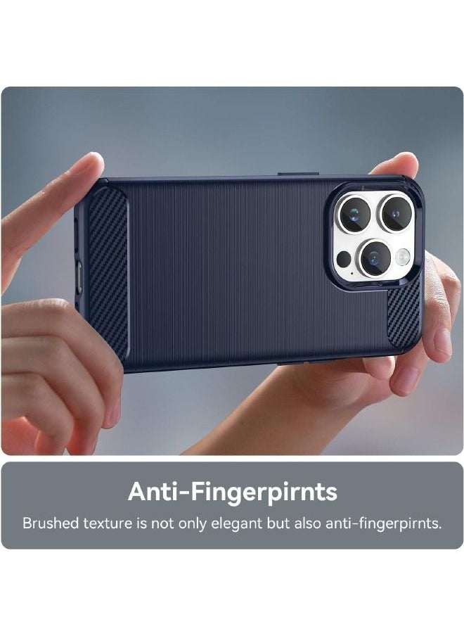 RUGGED SHIELD iPhone 15 Pro Max Case with Brushed Carbon Fiber Texture, Fashion Shock-Absorption Anti-Drop Flexible TPU Bumper Soft Rubber Protective Phone Case Cove for Apple iPhone 15 Pro Max, Blue  - Image 4