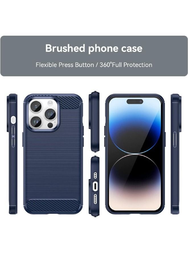 RUGGED SHIELD iPhone 15 Pro Max Case with Brushed Carbon Fiber Texture, Fashion Shock-Absorption Anti-Drop Flexible TPU Bumper Soft Rubber Protective Phone Case Cove for Apple iPhone 15 Pro Max, Blue  - Image 3