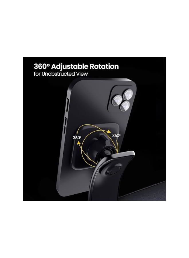 S-TOP Car Mount Magnetic Phone Holder Compatible with iPhone 16/15/14/13/12 Series and Android Phones with Ring Adaptor - 360°Bendable Alloy Arm - Image 2