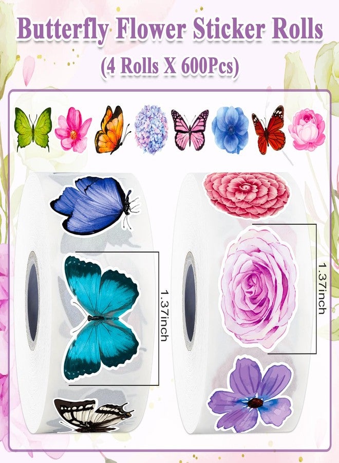 توريناليتال 2400 قطعة من ملصقات زهور الفراشات، 16 نمطًا من ملصقات الفراشات للأطفال، ملصقات ثلاثية الأبعاد مقاومة للماء والشمس للحفلات والجدران ودفاتر القصاصات والمظاريف وبطاقات أعياد الميلاد والتهنئة - Image 2