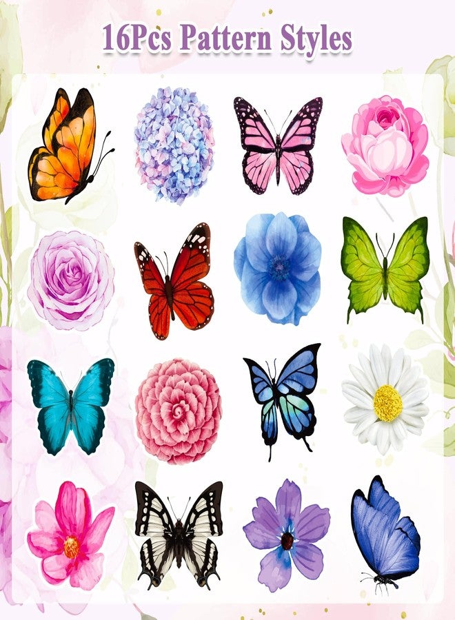 توريناليتال 2400 قطعة من ملصقات زهور الفراشات، 16 نمطًا من ملصقات الفراشات للأطفال، ملصقات ثلاثية الأبعاد مقاومة للماء والشمس للحفلات والجدران ودفاتر القصاصات والمظاريف وبطاقات أعياد الميلاد والتهنئة - Image 4