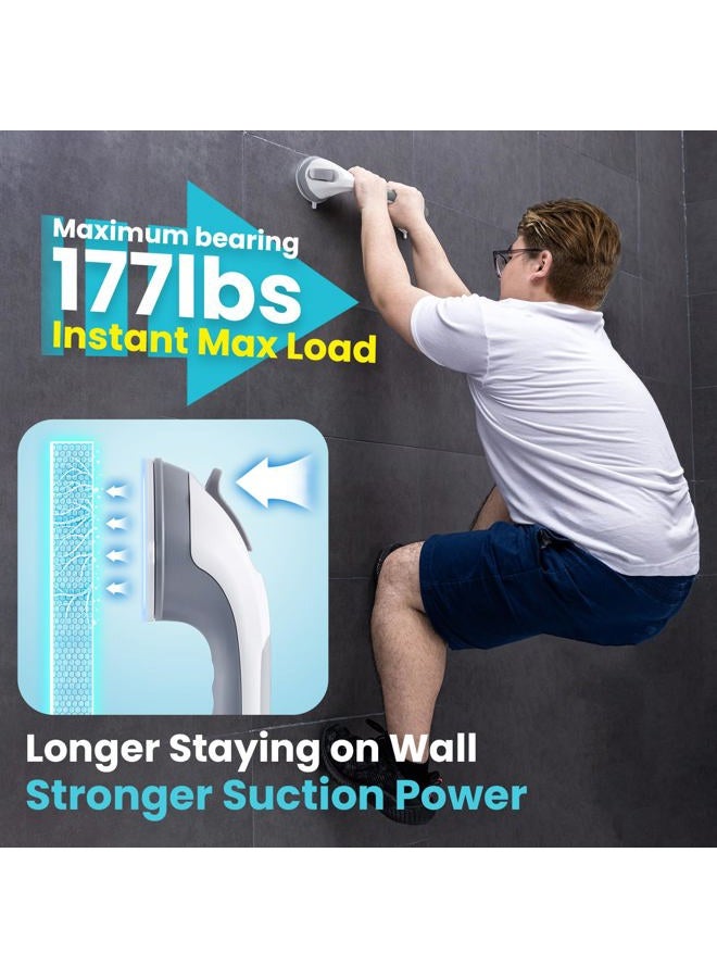 Taili Shower Grab Bar 16 Inch Suction Cup Grab Bars for Bathroom, Removable Shower Safety Handle Heavy Duty Bathtub Grip for Seniors & Elderly, Strong Handrails No Drilling Waterproof, Grey,G9 - Image 5