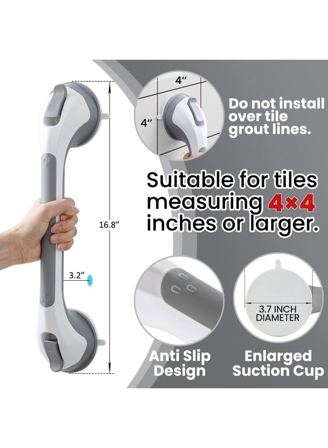Taili Shower Grab Bar 16 Inch Suction Cup Grab Bars for Bathroom, Removable Shower Safety Handle Heavy Duty Bathtub Grip for Seniors & Elderly, Strong Handrails No Drilling Waterproof, Grey,G9 - Image 3