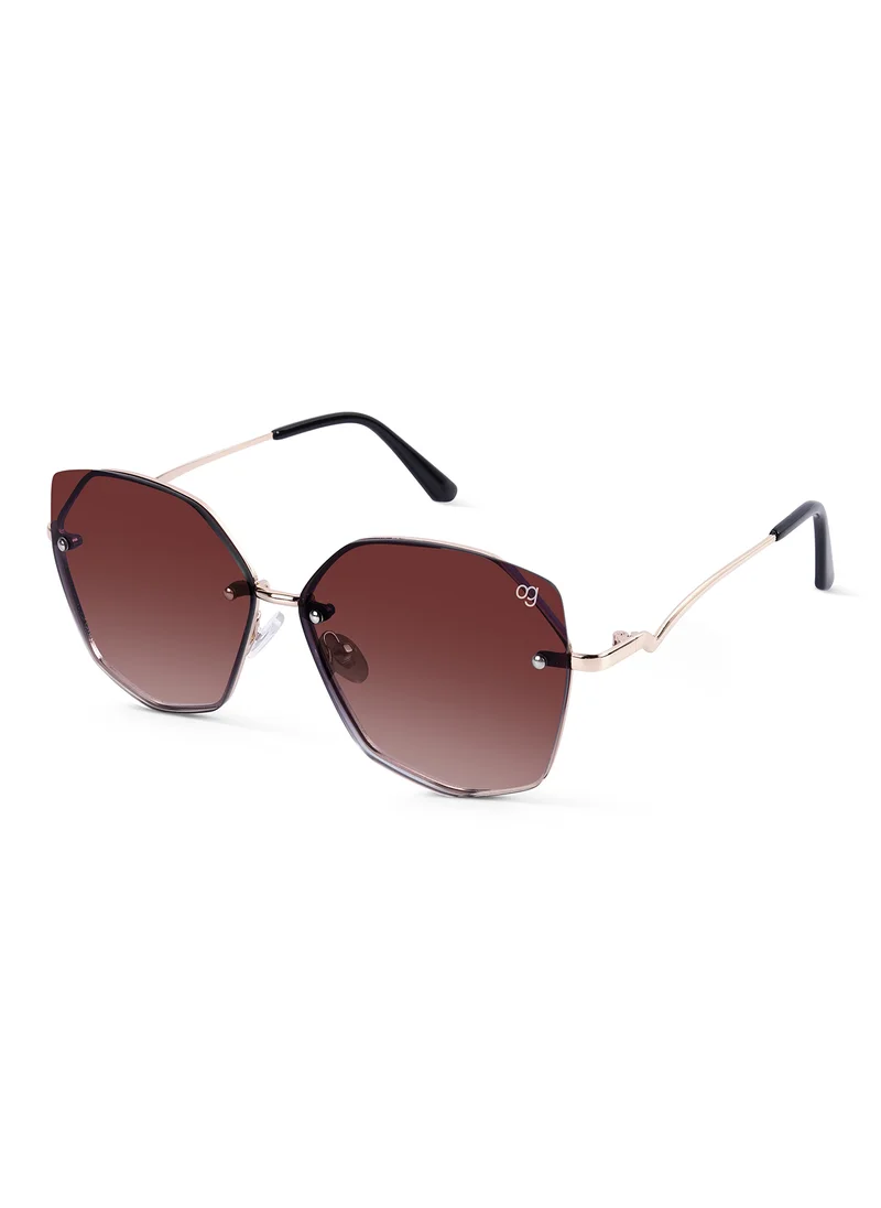 Woggles Latest & Stylish UV Protected Dusk Golden Oversized Rimless Sunglasses for Women