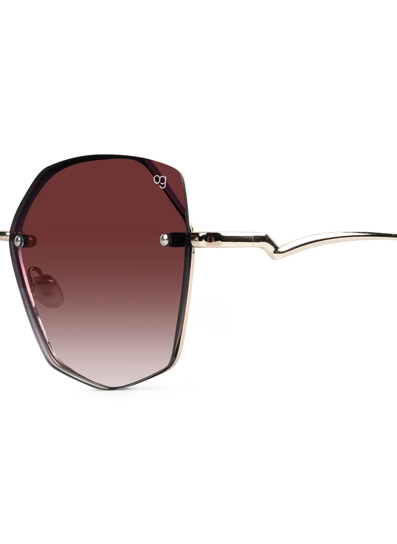 Woggles Latest & Stylish UV Protected Dusk Golden Oversized Rimless Sunglasses for Women