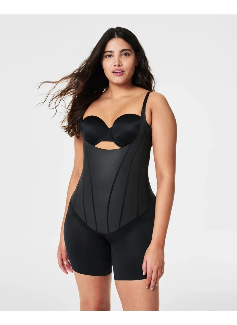 SPANX Spanx 10426R Open Bust Midthigh Bodysuit Very Black