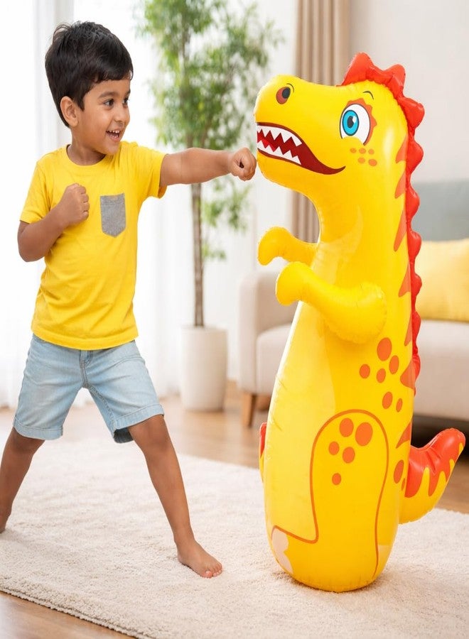 KIDZYMON® Bop Bag Hit Me Toy for Kids, Inflatable Punching Bag, Large 98 CM Size, Easy Air Filling, Durable Kids Punch Bag Toy for Boys & Girls, Pack of 1 (Dinosaur) - Image 1