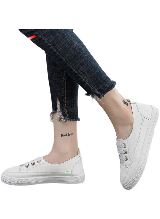 Pull Back Huili Women'S Shoes, Spring And Summer White Sneakers, Versatile Casual Flat Shoes, Slip-On Breathable Soft-Soled Shoes, White, Size 39 - Image 3