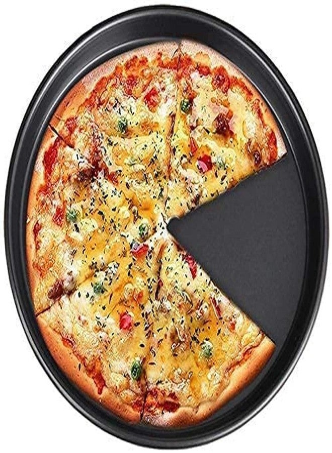 Xacton Carbon Steel Non-Stick Round Pizza Pan | Bake Ware Pizza Pan Used in Microwave Oven, OTG | Baking Tray Plate Pizza Baking Tools - Black (23cm x 23cm x 1.5cm) - Image 2