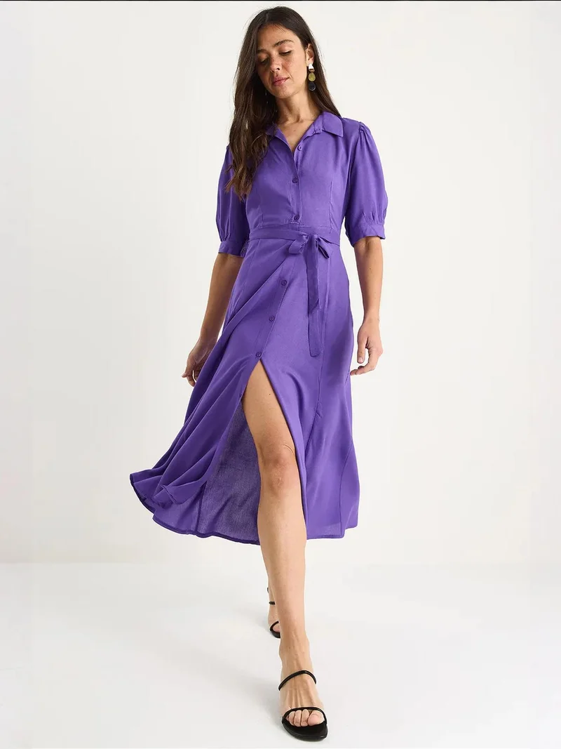 بيانكو لوتشي فستان ميدي  بياقة قميص وإغلاق بأزرار