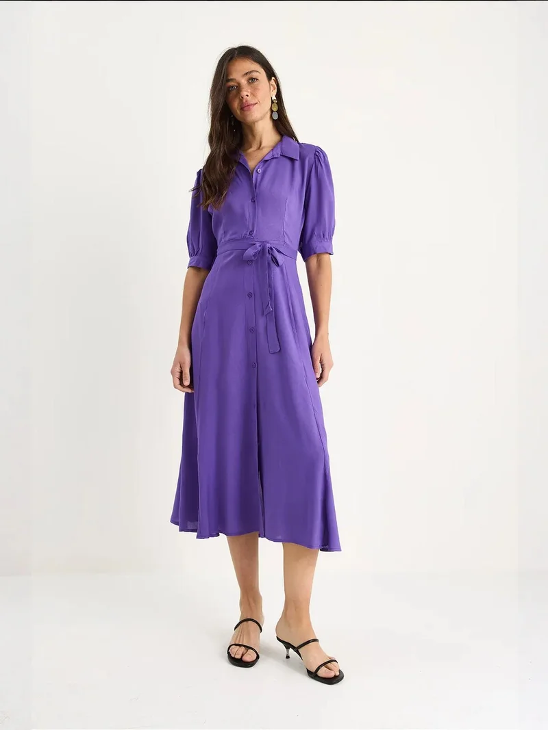 بيانكو لوتشي فستان ميدي  بياقة قميص وإغلاق بأزرار