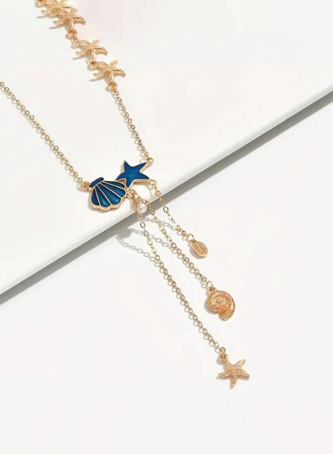 Take Two  Take Two Gold Tone Seashell Y Necklace for Women | Best Price UAE