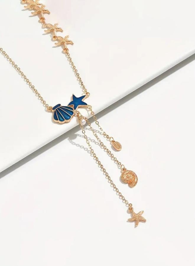 Take Two Gold Tone Seashell Y Necklace - Image 3