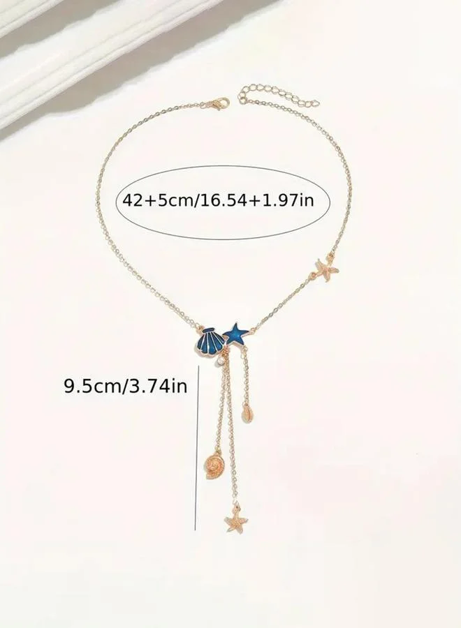 Take Two  Take Two Gold Tone Seashell Y Necklace for Women | Best Price UAE
