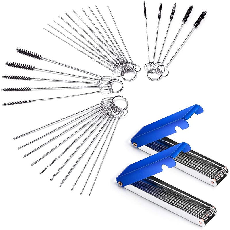 Petutu Set of 4 Carburetor Carbon Dirt Jet Remove Cleaner 26 Cleaning Wires Set + 20 Cleaning Needles + 10 Nylon Brushes Tool Kit for Motorcycle ATV Moped Welder Carb Chainsaw Spray Guns Torch Tips - Image 1