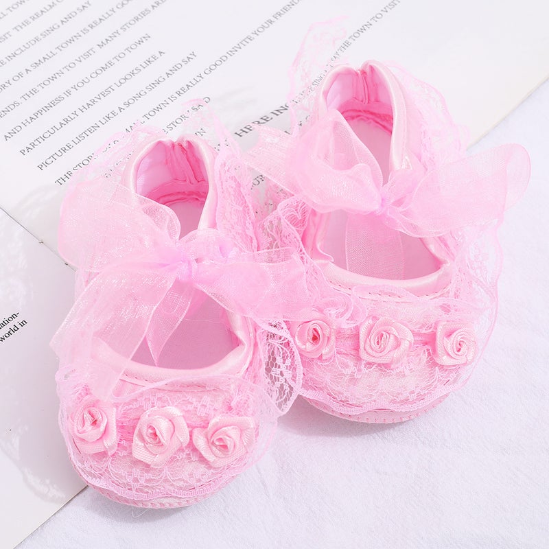 Cotton Lace Princess Baby Walking Shoes Non-SlipPrincess shoes pink Princess shoes pink 