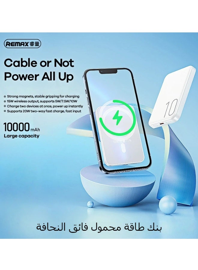 ريماكس بنك طاقة مغناطيسي لاسلكي سعة 10000 مللي أمبير، شحن سريع ثنائي الاتجاه محمول، جسم خفيف ونحيف للغاية، للهواتف الذكية وآيفون وسامسونج وشاومي وغيرها (وردي) - Image 2