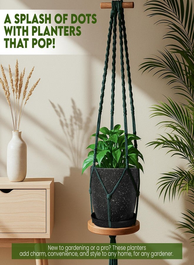 Utopia Home - Spotty Plant Pots Indoor with Drainage - 7/6.6/6/5.3/4.8 Inches Flower Pots - 5 Pack Plastic Planters - Ideal for Stocking Stuffers - Speckled White (Speckled Black, Pack of 5) - Image 2