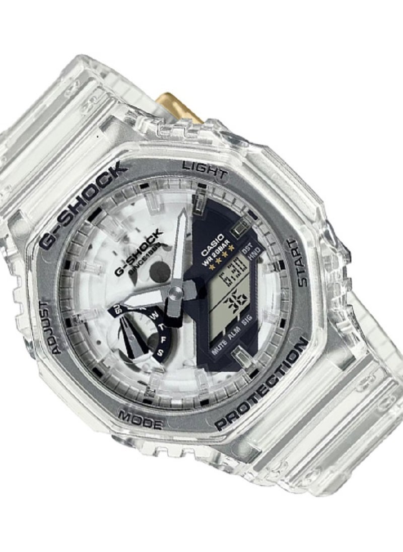 G-SHOCK Casio Unisex Watch- G-SHOCK 40th Anniversary CLEAR REMIX Digital Analog White Dial Resin Transparent Band GA-2140RX-7ADR  - Image 2