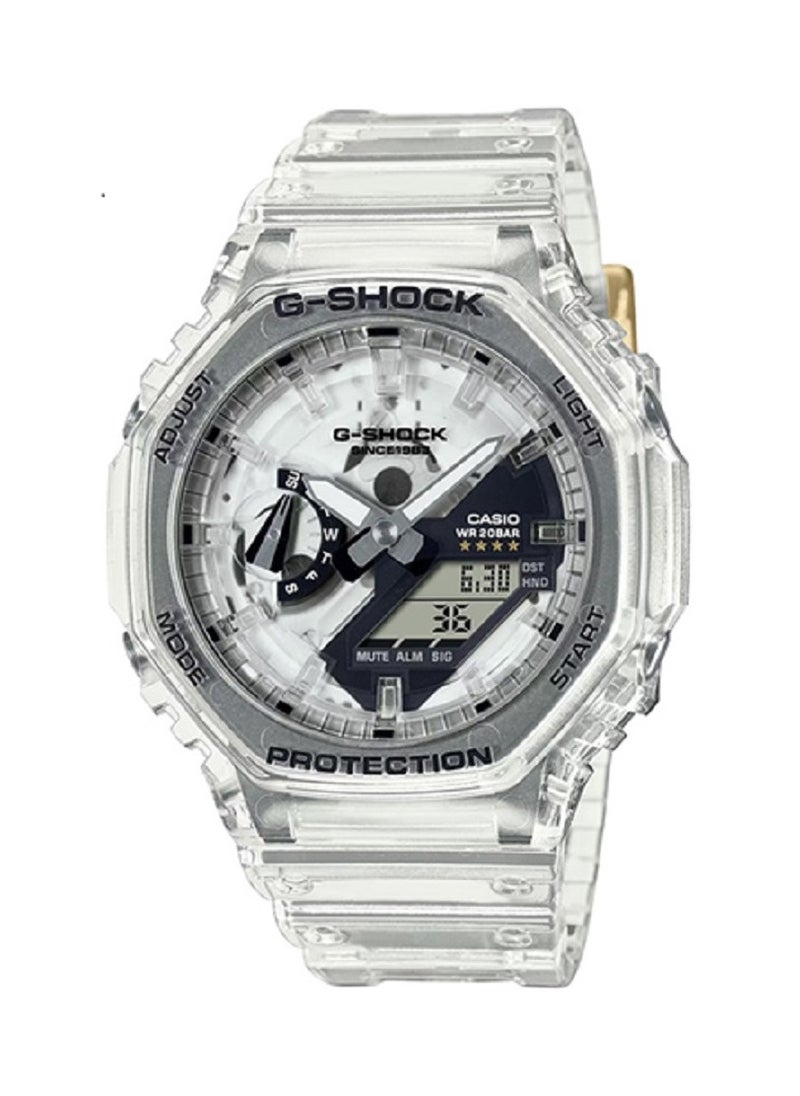 G-SHOCK Casio Unisex Watch- G-SHOCK 40th Anniversary CLEAR REMIX Digital Analog White Dial Resin Transparent Band GA-2140RX-7ADR  - Image 1