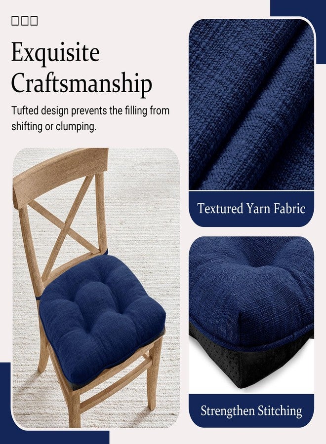 Wellsin Chair Cushions for Dining Chairs 4 Pack, 15.5" X 15.5" Kitchen Chair Cushions with Ties and Non-Slip Backing, Tufted Shredded Memory Foam Kitchen Chair Pads, Royal Blue - Image 3
