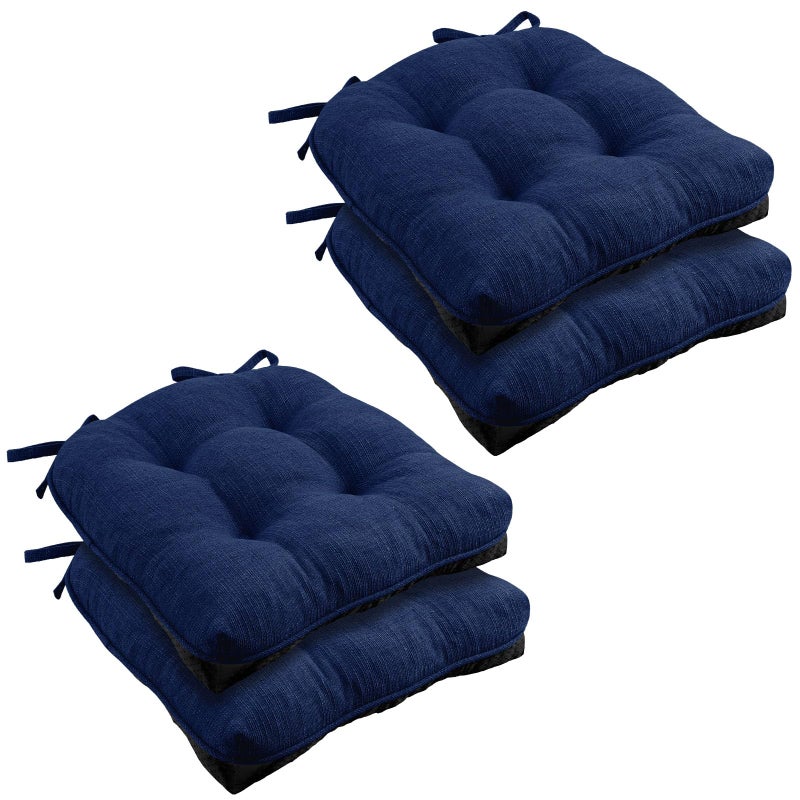 Wellsin Chair Cushions for Dining Chairs 4 Pack, 15.5" X 15.5" Kitchen Chair Cushions with Ties and Non-Slip Backing, Tufted Shredded Memory Foam Kitchen Chair Pads, Royal Blue - Image 1
