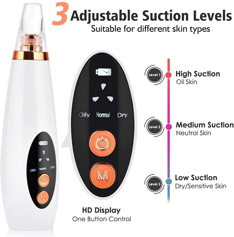 Exofly 6 in 1 Multifunction Blackhead Remover Tools Electric Derma suction Machine USB Rechargeable Acne Pimple Pore Cleaner Vacuum tool Facial Cleanser Device for Nose Skin Care - Image 5