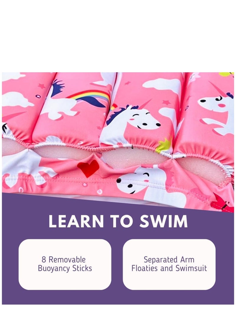 Toddler Float Swimsuit with Arm Bands, Kid Training Swim Vest, One Piece Swimwear and Water Wings with Adjustable Buoyancy Floaties for Beginners-Boys and Girls - Image 3