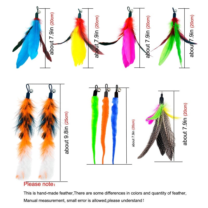 TIENAILING Cat Feather Toys Refills, 10 Pieces Worms Feathers Refills, Cat Wand Replacement Feathers Toy for Indoor Cats - Image 5
