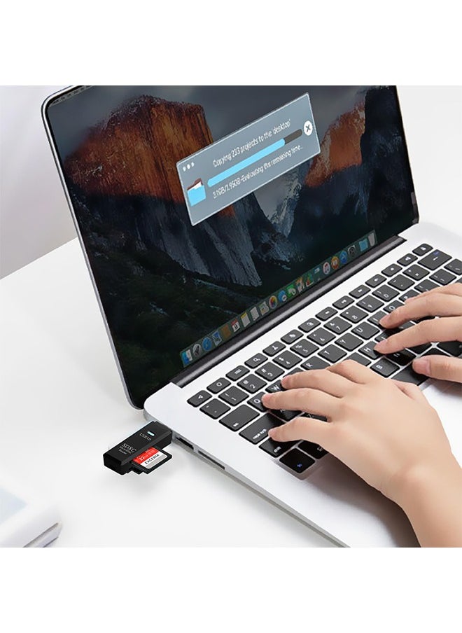 ACTION - USB3.0 Micro SD Card Reader, 5Gbps 2-in-1 SD Card Reader to USB Adapter, Action Memory Card Reader for SDXC, SDHC, MMC, RS-MMC, Micro SDXC, Micro SD, Micro SDHC and UHS-I Cards (1Pack Black) - Image 1