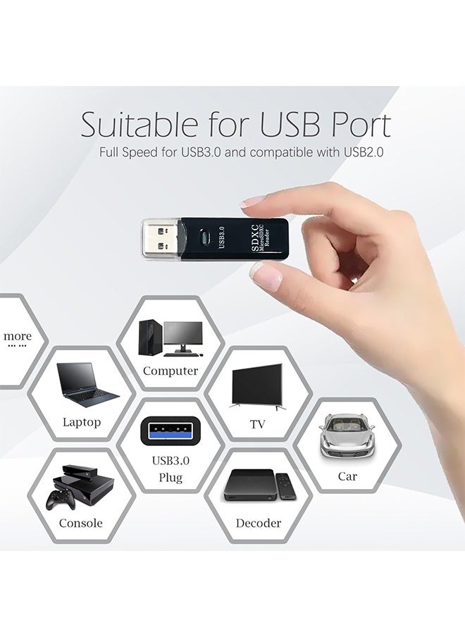 ACTION - USB3.0 Micro SD Card Reader, 5Gbps 2-in-1 SD Card Reader to USB Adapter, Action Memory Card Reader for SDXC, SDHC, MMC, RS-MMC, Micro SDXC, Micro SD, Micro SDHC and UHS-I Cards (1Pack Black) - Image 1