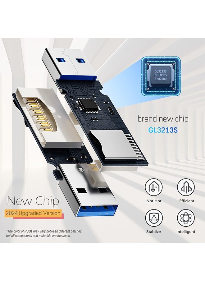 ACTION - USB3.0 Micro SD Card Reader, 5Gbps 2-in-1 SD Card Reader to USB Adapter, Action Memory Card Reader for SDXC, SDHC, MMC, RS-MMC, Micro SDXC, Micro SD, Micro SDHC and UHS-I Cards (1Pack Black) - Image 1