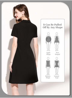 Elegant Black Suit Dress for Women, Fashion Ladies Business Lapel Short Sleeve High Waist Dress, Professional Dress, Pleated Design Style Suit Dress, Black - pzsku/Z483625C53B356258CEB9Z/45/_/1732172983/e09efc82-af87-4c86-89e8-9b1fe2c1daa9