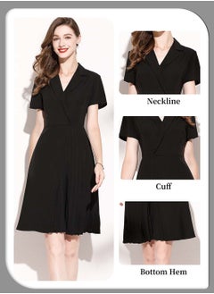 Elegant Black Suit Dress for Women, Fashion Ladies Business Lapel Short Sleeve High Waist Dress, Professional Dress, Pleated Design Style Suit Dress, Black - pzsku/Z483625C53B356258CEB9Z/45/_/1732173035/b599bc03-0c1e-42ca-bf53-c580f6525680