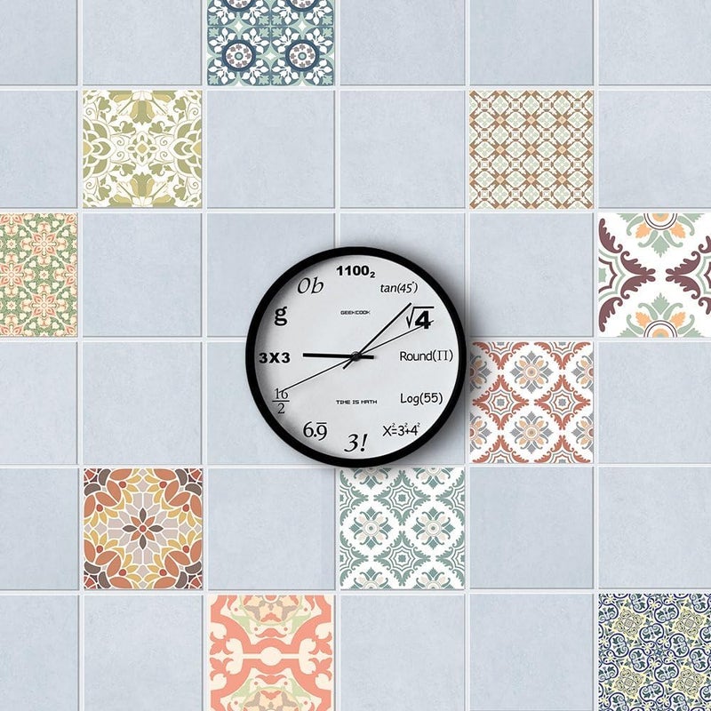 Alwayspon 10 Pieces Square Vinyl Tile Sticker, Self Adhesive Tile Decals for Living Room Kitchen Dining Room Bathroom Decoration (Watercolor, 20 x 20 cm) - Image 3