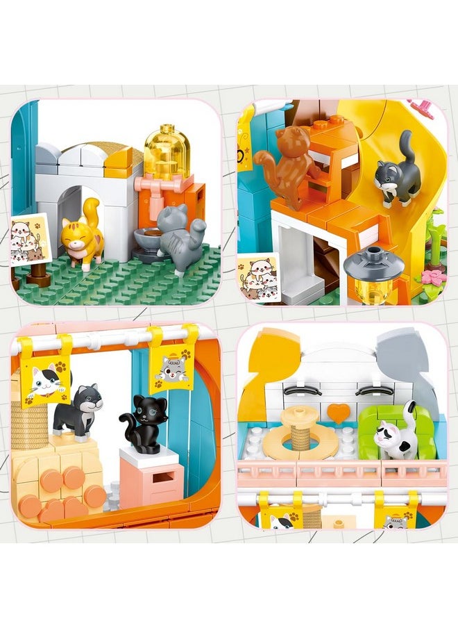 Sluban Cat House Building Set, Animal Playground Crossing Toy with 8 Cats and a Doll Minifigures Compatible with Lego Friends Pet Sets - Thanksgiving Christmas Birthday Gift Idea for Girls Kids Aged 6-12  - Image 5