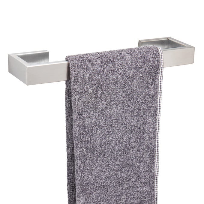 BATH TOWEL RACK SQUARE BASE THICKEN SUS304 STAINLESS STEEL TOWEL BAR FOR BATHROOM BATHROOM BAR ACCESSORIES TOWEL ROD HEAVY DUTY WALL MOUNTED TOWEL HOLDER BRUSHED NICKEL 12 INCH