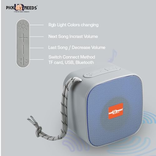 Pick Ur Needs Wireless Rechargeable Portable Bluetooth Speaker | Water Proof | Splash Proof | Premium Speaker Compatible with All Mobile Phone (Gray) - Image 4