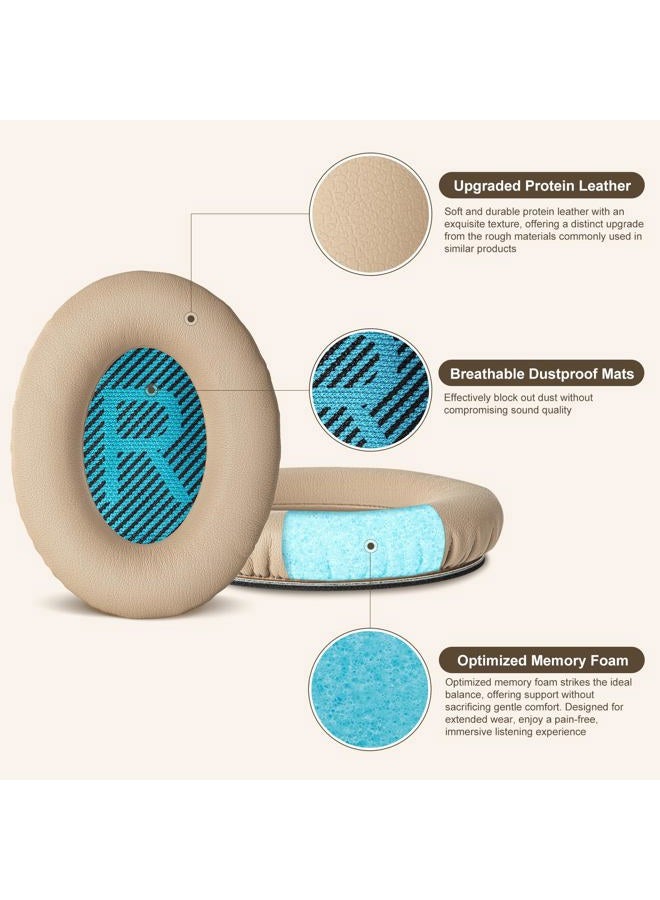 Aurivor Replacement Ear Pads Earpads for Bose QuietComfort QC 2 15 25 35 Ear Cushion for QC2 QC15 QC25 QC35 SoundLink SoundTrue Around-Ear II AE2 (Brown Cushion+Blue Scrim) - Image 3