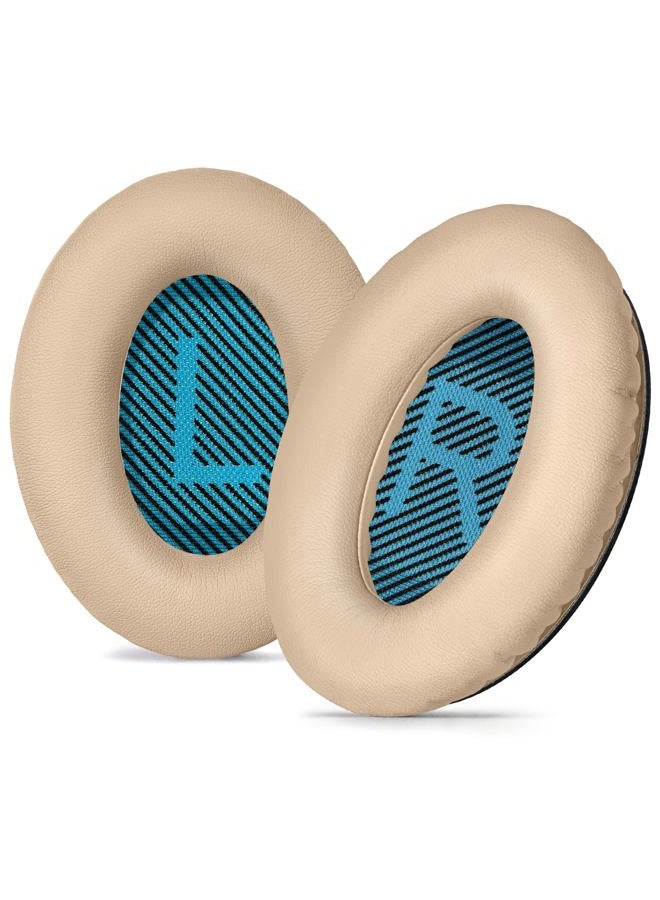 Aurivor Replacement Ear Pads Earpads for Bose QuietComfort QC 2 15 25 35 Ear Cushion for QC2 QC15 QC25 QC35 SoundLink SoundTrue Around-Ear II AE2 (Brown Cushion+Blue Scrim) - Image 1