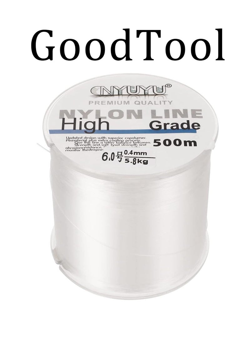 GoodTool Transparent Fishing Line Nylon Fishing Line Professional Fishing Line Clear Invisible Hanging Wire Fishing Cord for Hanging Decorations Beading Crafts Kite 500Mx0.4 mm - Image 1